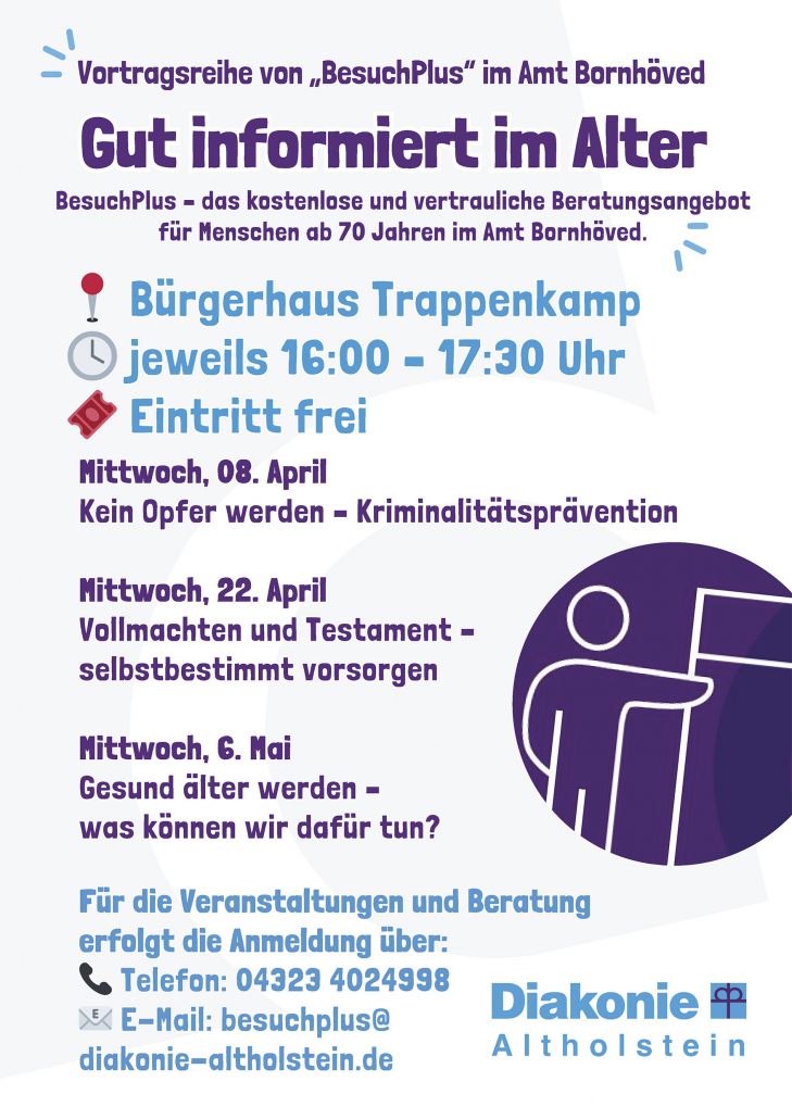 Plakat gut informiert im Alter Besucher Plus